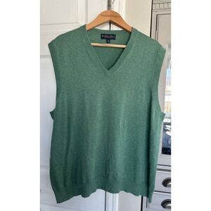 Brooks Brothers Men's XL Pima Cotton Green Sweater Vest Preppy Office Career